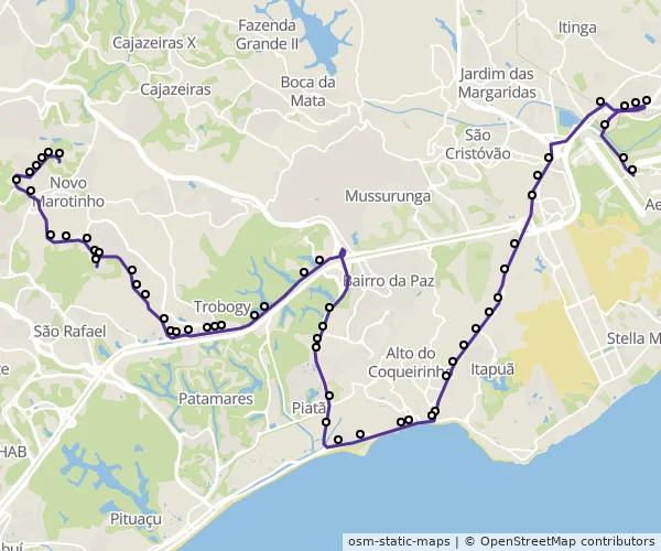 Mapa do itinerário da linha