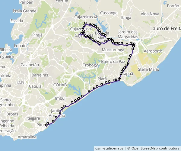 Mapa do itinerário da linha