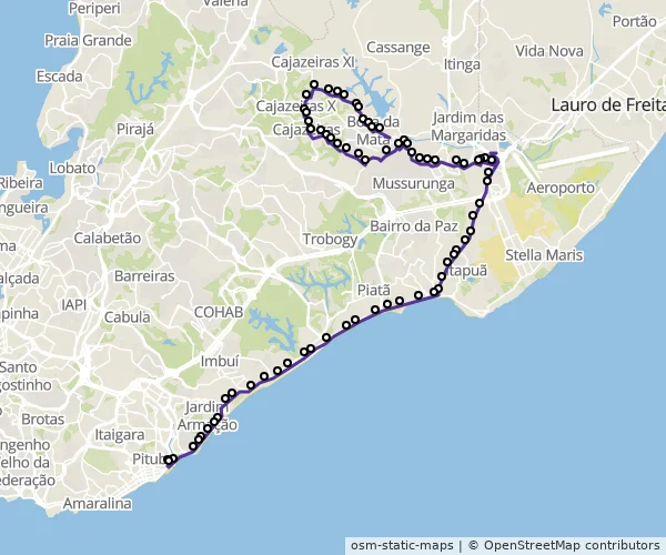 Mapa do itinerário da linha