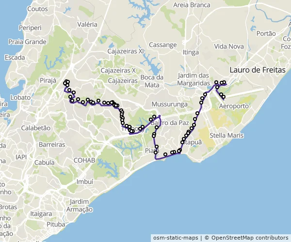 Mapa do itinerário da linha