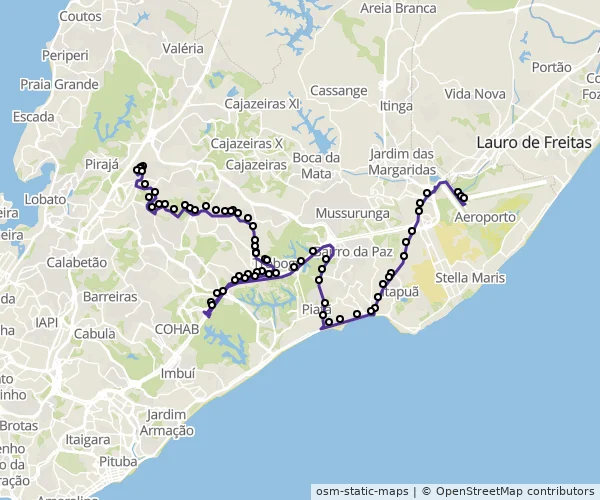 Mapa do itinerário da linha