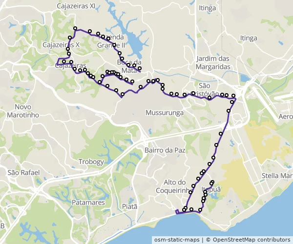 Mapa do itinerário da linha