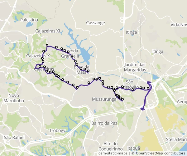 Mapa do itinerário da linha