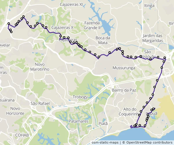 Mapa do itinerário da linha