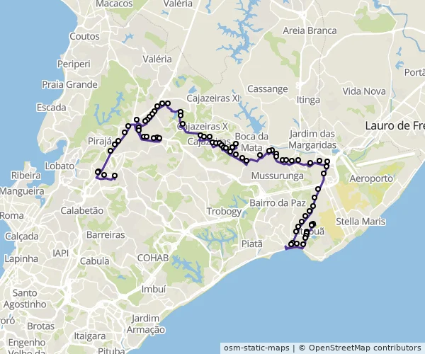 Mapa do itinerário da linha