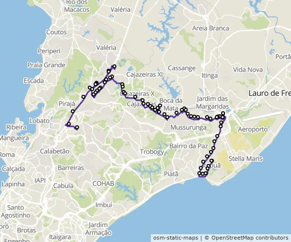 Mapa do itinerário da linha