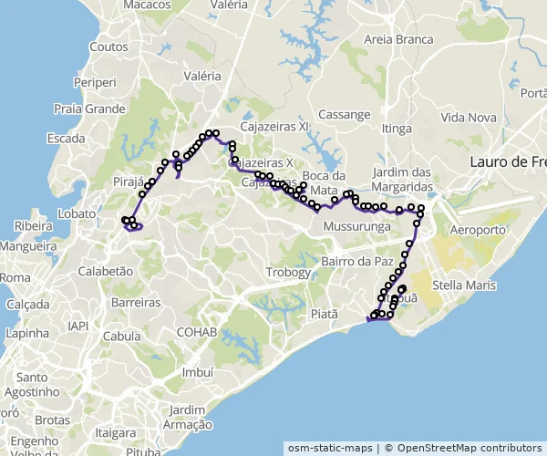 Mapa do itinerário da linha