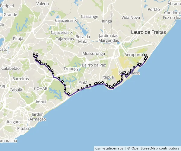 Mapa do itinerário da linha