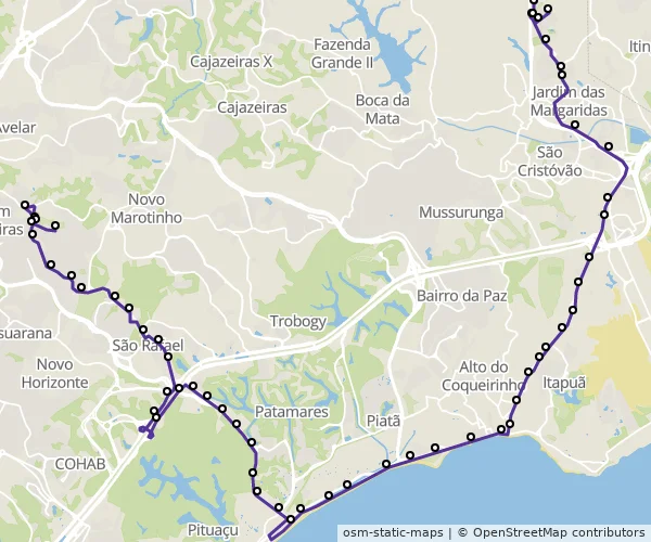 Mapa do itinerário da linha