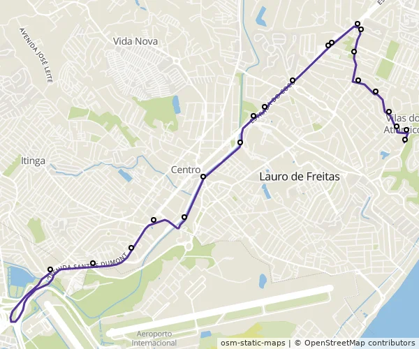 Mapa do itinerário da linha