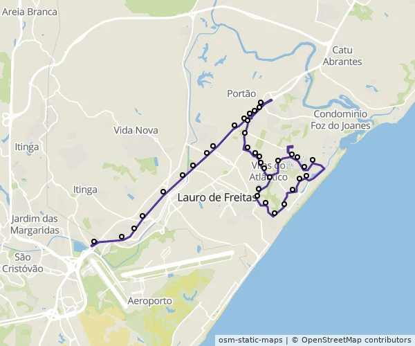Mapa do itinerário da linha