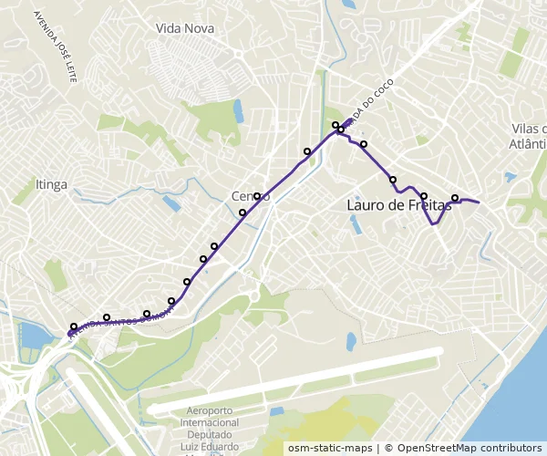 Mapa do itinerário da linha