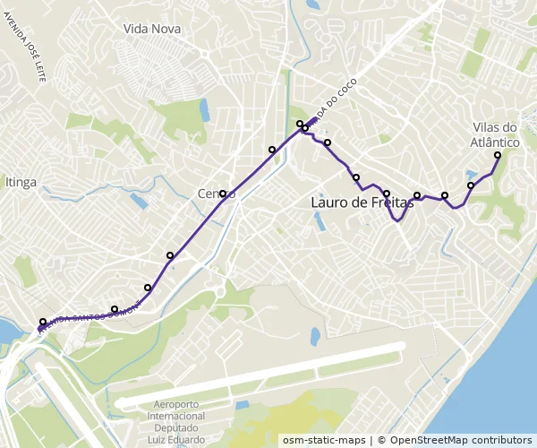 Mapa do itinerário da linha