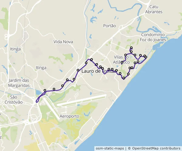 Mapa do itinerário da linha