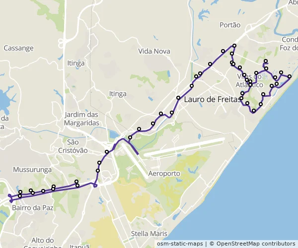 Mapa do itinerário da linha