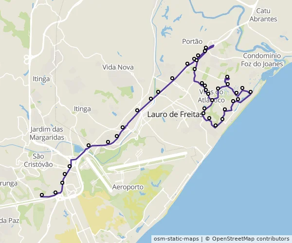 Mapa do itinerário da linha