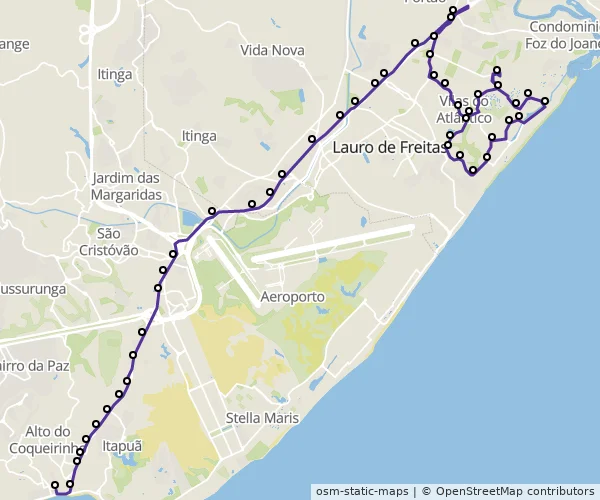 Mapa do itinerário da linha
