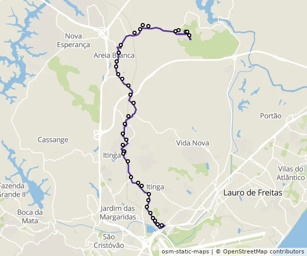 Mapa do itinerário da linha