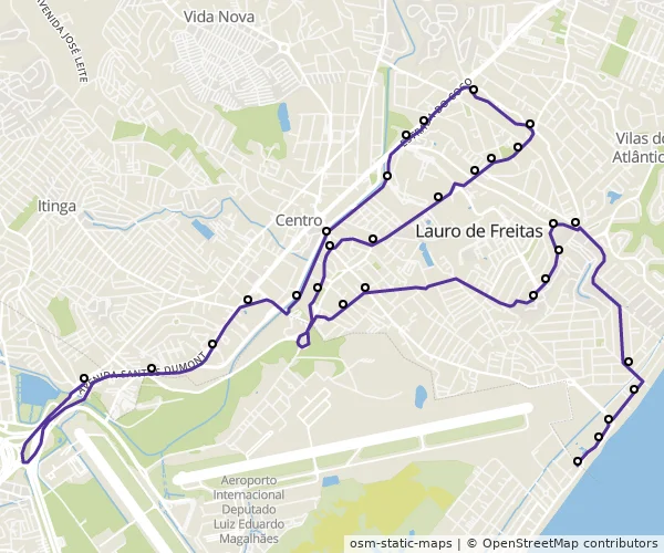 Mapa do itinerário da linha