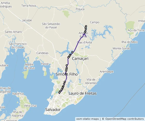 Mapa do itinerário da linha