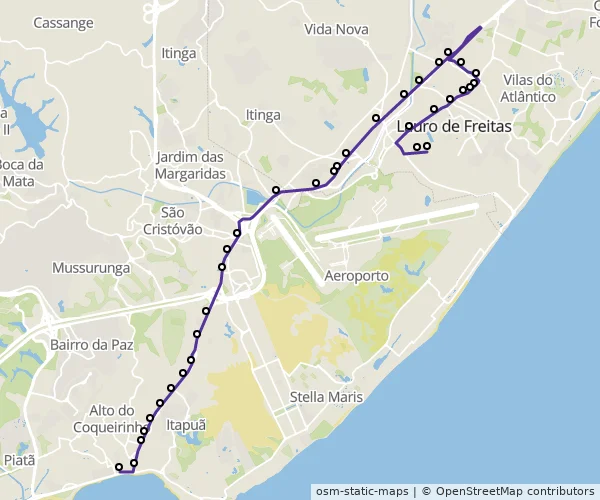 Mapa do itinerário da linha