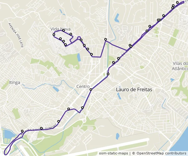 Mapa do itinerário da linha