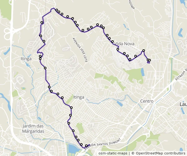 Mapa do itinerário da linha