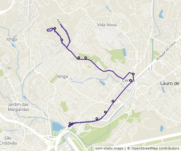 Mapa do itinerário da linha
