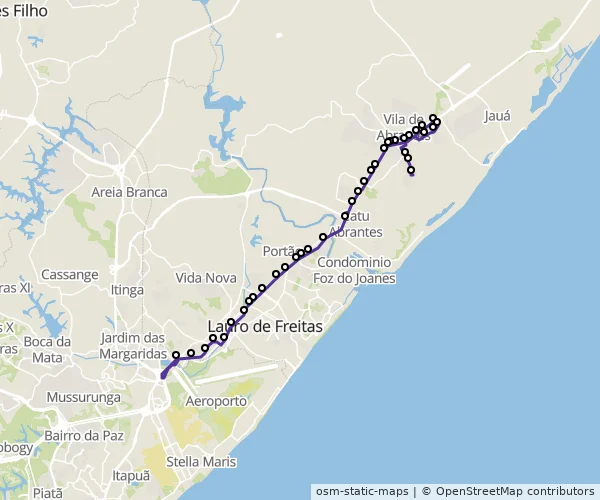 Mapa do itinerário da linha
