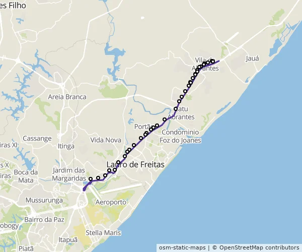 Mapa do itinerário da linha