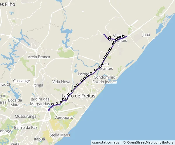 Mapa do itinerário da linha