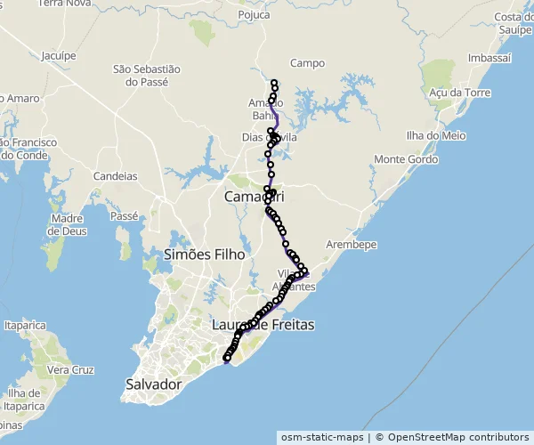 Mapa do itinerário da linha
