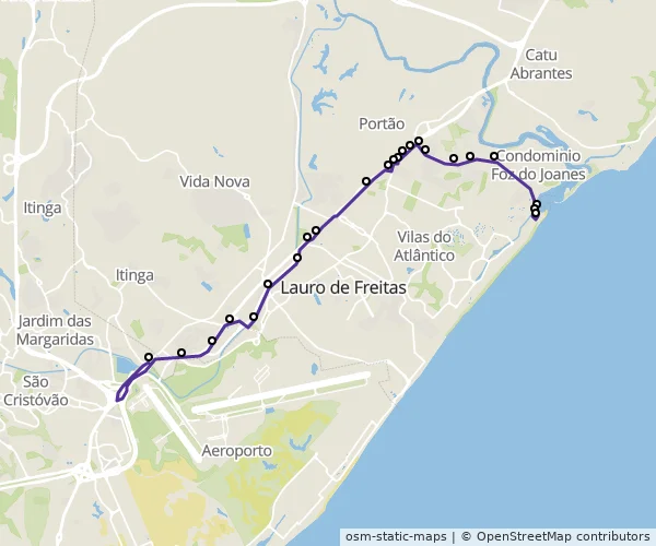 Mapa do itinerário da linha
