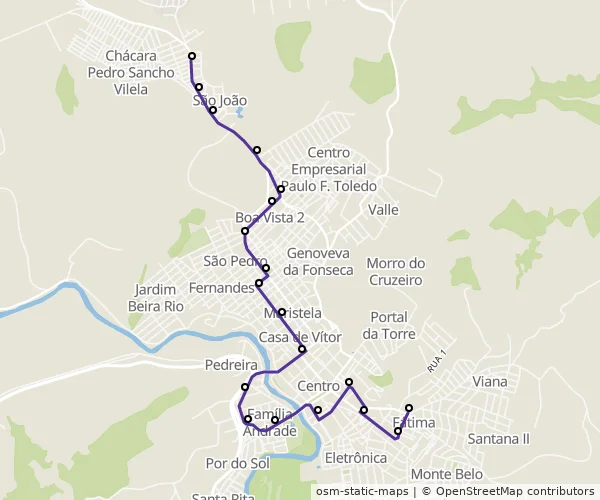 Mapa do itinerário da linha