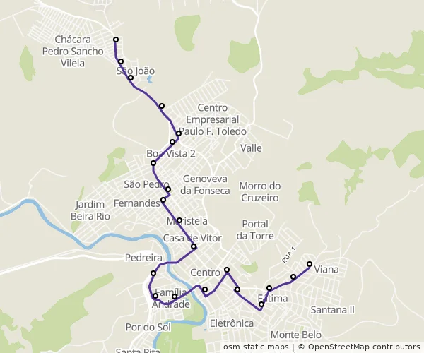 Mapa do itinerário da linha