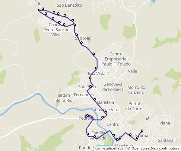 Mapa do itinerário da linha