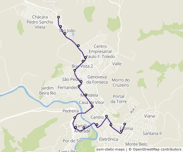 Mapa do itinerário da linha
