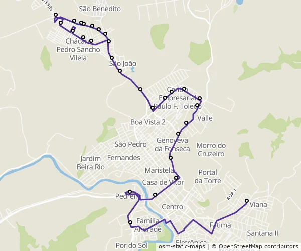 Mapa do itinerário da linha