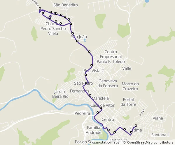 Mapa do itinerário da linha