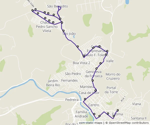 Mapa do itinerário da linha