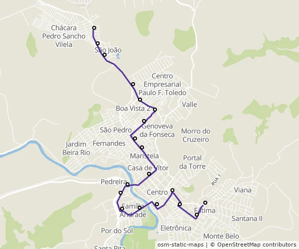 Mapa do itinerário da linha