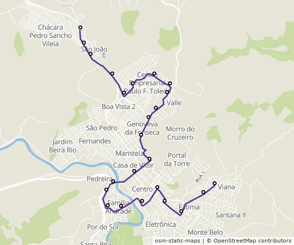 Mapa do itinerário da linha