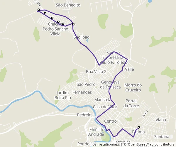 Mapa do itinerário da linha