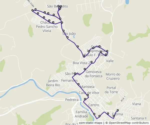 Mapa do itinerário da linha