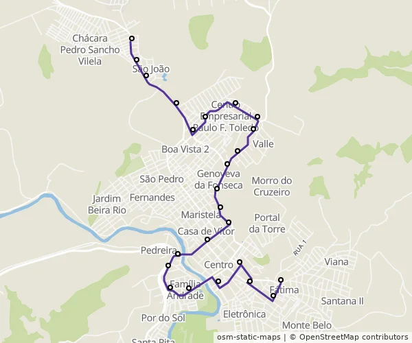 Mapa do itinerário da linha