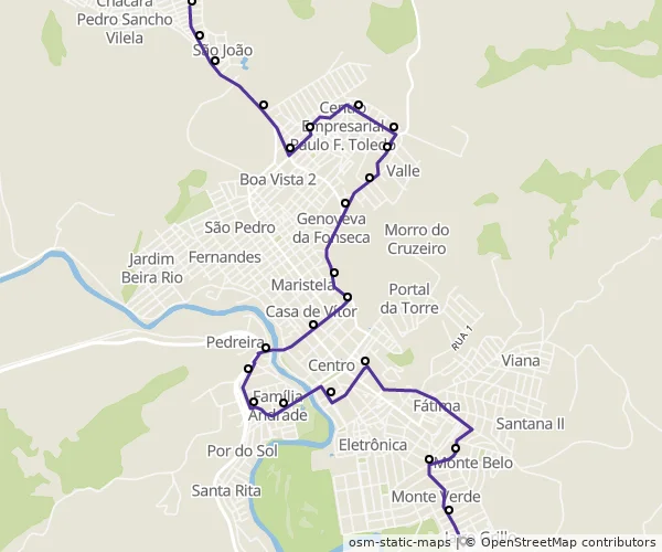 Mapa do itinerário da linha