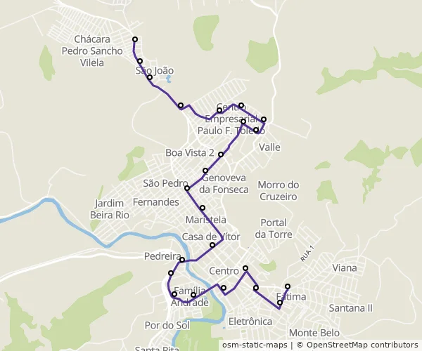 Mapa do itinerário da linha