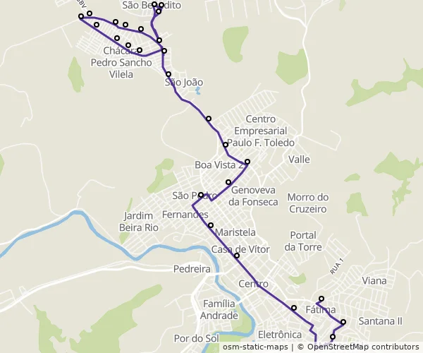 Mapa do itinerário da linha