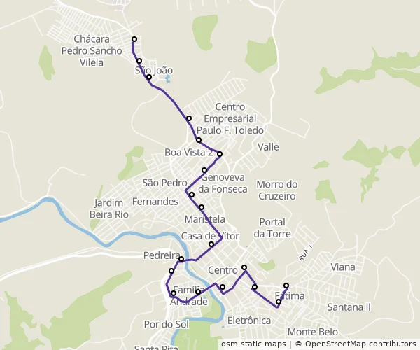 Mapa do itinerário da linha