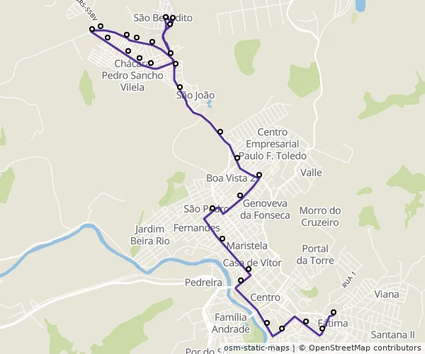 Mapa do itinerário da linha